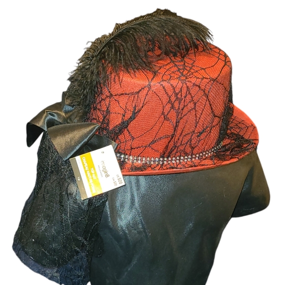 Imagin8 Halloween Fancy Top Hat Costume Accessory Lace Spider Webs Red - Picture 4 of 9